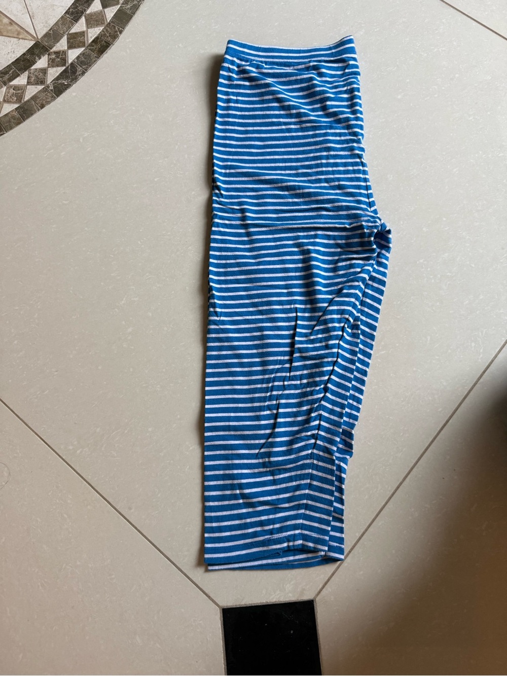 Coolibar Blue and White Striped Kids Leggings
